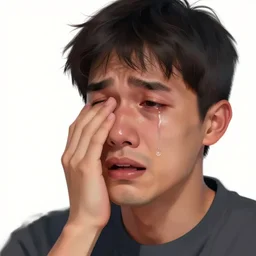 A man crying tears sad , digital art , trending on artstation , Hyperdetailed , CGSociety
