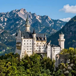 mountains and luxury forest whit castle ruins, john bauer style, vibrant colors