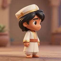 cute animated pixar aladdin in traditional clothes as nendoroid, side view, 8 k hd dof, kodak film,
