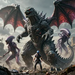 a monstrous fusion of a dragon, godzilla, and a xenomorph trending on artstation deviantart pinterest detailed hyper detailed photorealistic hd 8 k post - processing high resolution