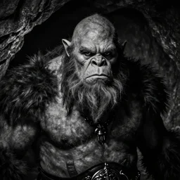 close up portrait of an ogre berserker troll inside a cave kvlt by peder balke by peder balke by greg rutkowski, by guido crepax by norman bluhm mystic high contrast monochromatic noir
