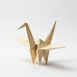 modular origami crane, stylized 3d render, isolated on a pure white background, centered, entire object in frame, sharp focus, soft studio lighting