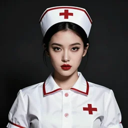 a white and black halloween costume nurse!!, stencil art by shag, tom whalen, artgerm, clean bold lines