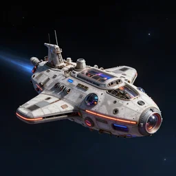 tiny spaceship!!, deep space exploration!!!, flying, the expanse tv series, industrial design, the final frontier, illustrative!!, punk, space pirate, painterly, hyperdetailed, hyperrealistic, utilitarian cargo ship, underexposed, cinematic lighting, 4k, wide angle, beksinski, ((neon colors))