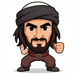 osama bin laden as dhalsim in street fighter, cartoon portrait