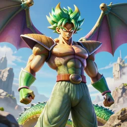 Broly playing the role of a dragon, hyperrealism, 4k
