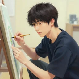 attractive male, painting bytsuyoshi nagano