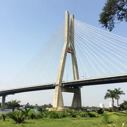 cable-stayed bridge, São Paulo, enviroment, artwork by Sergey Kolesov