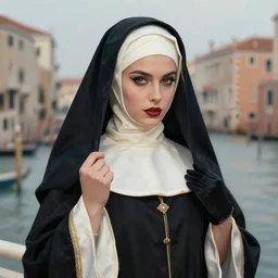 beautiful female character inspired by venice carnival and nun | | artwork made by greg rutswork and lois van barlee