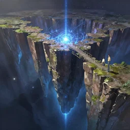 makoto shinkai concept art of the spacetime nexus precipice dimension, key visual, ambient lighting, highly detailed, digital painting, artstation, concept art, sharp focus, by krenz cushart and wenjun lin