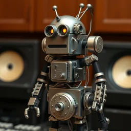 photo of a robot made of musicintruments