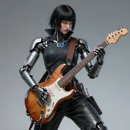 a portrait of an anthropomorphic cyberpunk samurai, shredding a guitar by sandra chevrier, by jon foster, detailed render, epic composition, cybernetics, 4 k realistic, fender stratocaster, cryengine, realistic shaded lighting, sharp focus, masterpiece, by enki bilal