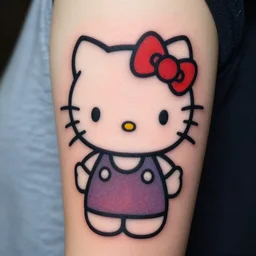 beautiful gorgeous tattoo art of hello kitty, extremely intricate, professional art, striking pose, amazing