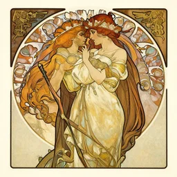 the binding of isaac, vintage comic by alphonse mucha