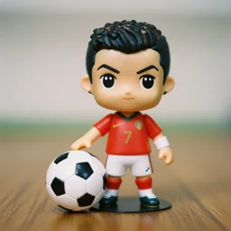 ronaldo with football ball as nendoroid, kodak film