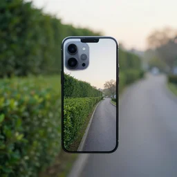 Beautiful cameraphone, soft Photograph estate road at early morning, hedge