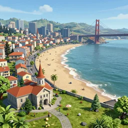 a beautiful city in france, majestic san francisco bay area beaches, video game sandbox