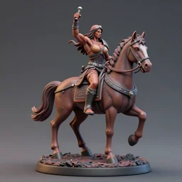 80mm resin detailed miniature of a Muscular Woman warrior with a Horse, Product Introduction Photos, 4K, Full body, simple background