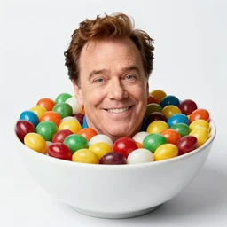 john candy in a bowl of candy, high detail