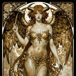 tonemapped Angelic Succubus in the style of Ayami Kojima and Alphonse Mucha