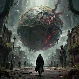 by antoine wiertz and noah bradley, visually stunning, cinematic, ultra realistic, hyper realism, 1 2 k, epic, octane render, unreal engine, vfx, maya, the simulation is set to fly through the orb of madness, veins are vines, sci - fi abandoned warehouses, plague doctor walking the streets of london, simulacrums