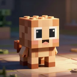 very tiny creature made of a single brick, four legged, big cute eyes, quadrupedal, cute looking, kawaii, sharp focus, character, game concept art, blocky, lego mixels, flat toon style like katamari damacy inspired, pokemon inspired, blocky like minecraft