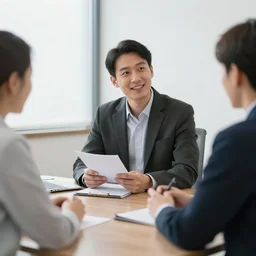 2 people are in a business meeting