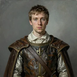 A surreal portrait painting of Pete Davidson dressed in medieval attire by Rembrandt