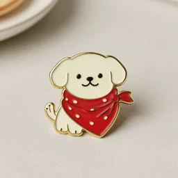 “red bandana cute enamel pin, product image, high quality lighting”