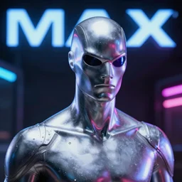 silver surfer by bill sienkiewicz, unintentional mystique, macro up view metallic, tron, close up bokeh hiperrealistic neon glow darkness dramatic neon, sharp focus, octane render, imax