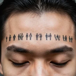 an infinite sequence of prime numbers tattooed across someone's forehead