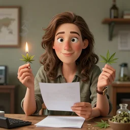 cartoon portrait of a hard working australian woman with a one paper - joint alight ; cannabis. octane 4 k render natural skin tones, by eyvind earle, female australian award winning illustration