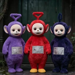 gothic teletubbies. emo. disturbing.