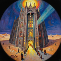 gediminas pranckevicius fish eye view of detailed portrait, intricate complexity, by greg rutkowski, ross tran, conrad roset, takato yomamoto, ilya kuvshinov huge gothic crematorium on desert planet, elevator, side ramp entrance, intricate lights, guards royal, painting by lucian freud and mark brooks, bruce pennington, bright colors, neon, life, god, godrays, sinister hall smoke