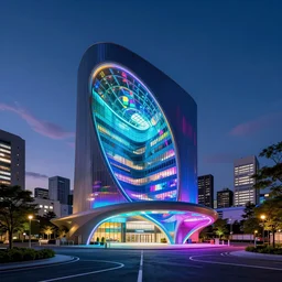 a beautiful photorealistic rendering of architecture urbex terminal by eero saarinen, at night thermal vision gem tokyo at dusk cyberpunk vaporwave tron uv light, archdaily, wallpaper, highly detailed, trending on artstation.