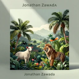 beautiful album cover depicting tropical animals by Jonathan Zawada