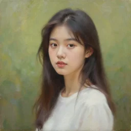 a gen z teenage asian girl, oil painting by mai trung thu