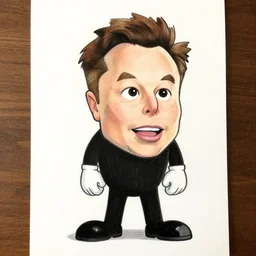 elon musk drawn in the style of cuphead