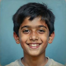 a beautiful cinematic masterpiece headshot portrait of a happy stoner indian boy tripping, centered, head only, by greg rutkowski, by irving penn, oil on canvas, brilliant cold lighting, hyper - detailed, no frames, 8 k