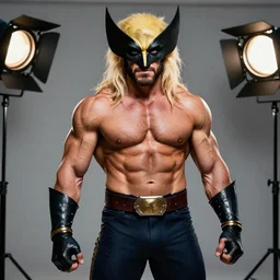 annie leibovitz style photoshoot of a ripped, hyper muscular anthony starr as x - men's wolverine, studio lighting 5 0 mm