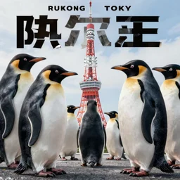 penguins invading tokyo, disaster movie poster, masterpiece, masterwork, cgstudio