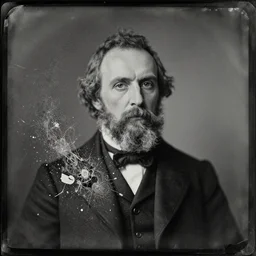 old wetplate daguerreotype portrait of a mad man, explosion of data fragments, fractal, intricate, elegant, highly detailed, parallax, leica, medium format, subsurface scattering, by jheronimus bosch and greg rutkowski and louis jacques mande daguerre