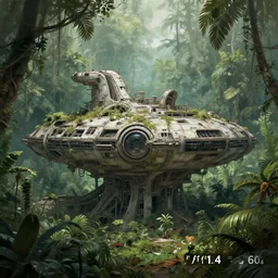 abandoned brutalist alien space station in lush jungle, close up, marek okon, paul chadeisson, digital painting, xf iq 4, f / 1. 4, iso 2 0 0, 1 / 1 6 0 s, 8 k, raw, featured in artstation, octane render, cinematic, elegant, intricate, 8 k