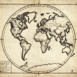 ancient map of the world, very high detail, ink on cloth