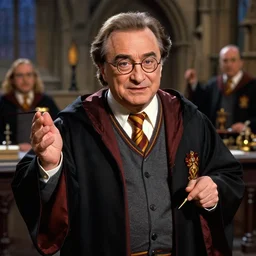 Movie still of danny devito as as Harry Potter in potions class at hogwarts, fantasy, highly detailed, digital painting, artstation, concept art, sharp focus, illustration, art by Tony Sart and artgerm and randy vargas