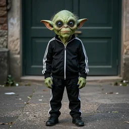 sminem with Gollum face in adidas tracksuit