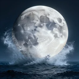 massive moon crashing into the ocean, Game of Thrones, volumetric lighting, fantasy artwork, very beautiful scenery, very realistic painting effect, hd, hdr, cinematic 4k wallpaper, 8k, ultra detailed, high resolution, artstation
