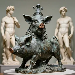 the pig king, horror sculpture by rodin and michaelangelo and beksinski
