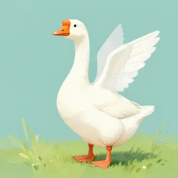 angellic illustration of a goose with human feet