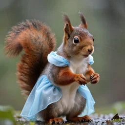 squirrel dressed as a fairy princess, ultra realistic, CGI, High detail, 4k, cinematic lighting, raining